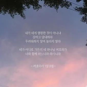 여호수아 1장 9절 묵상 - 강하고 담대하라 두려워하지 말며 놀라지 말라_19