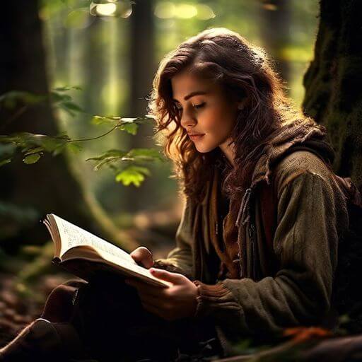 숲속에서 독서