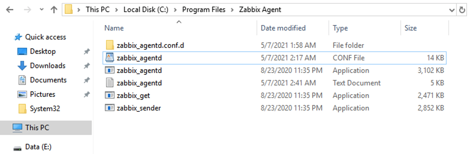 Zabbix 에이전트 설정 파일