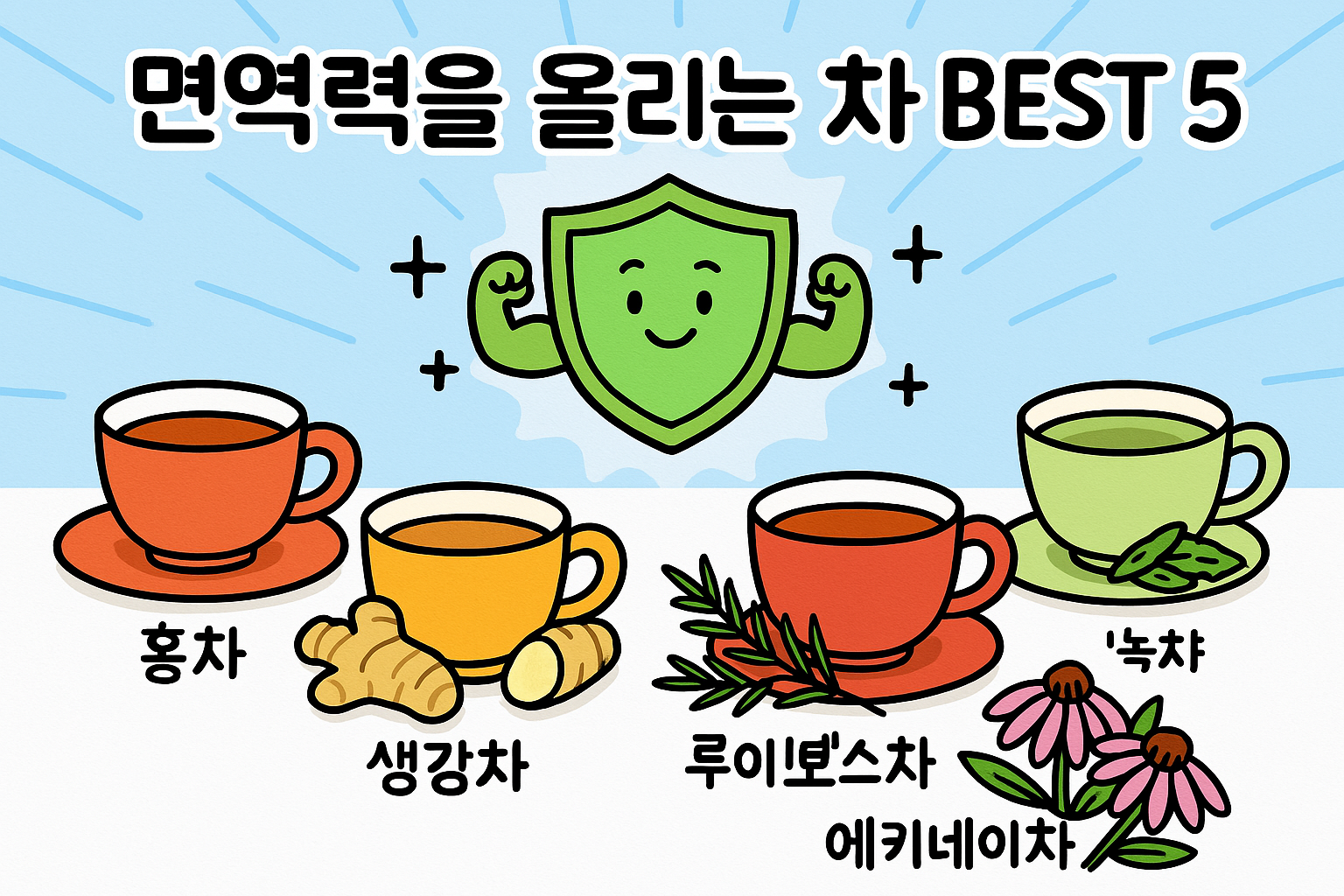 면역력을 올리는 차(Tea) Best 5: 홍차, 생강차, 루이보스차 등