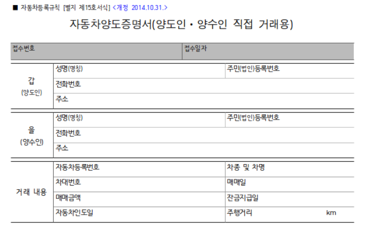 자동차양도증명서