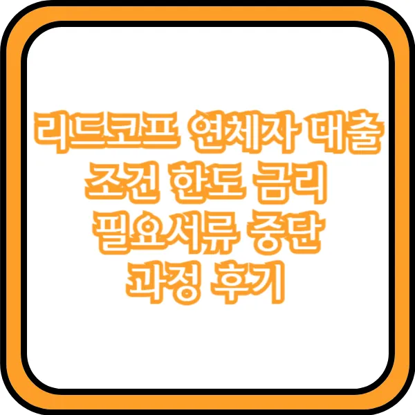  리드코프 연체자 대출 조건 한도 금리 필요서류 중단 과정 후기