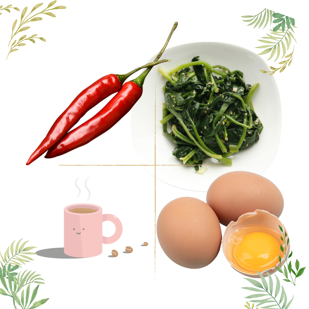 신진대사 촉진식품-고추-시금치-커피-계란