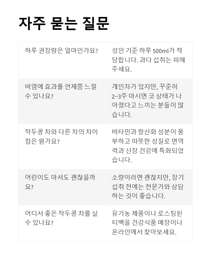 작두콩 차 효능 자주 묻는 질문