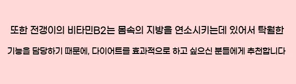  또한 전갱이의 비타민B2는 몸속의 지방을 연소시키는데 있어서 탁월한 기능을 담당하기 때문에, 다이어트를 효과적으로 하고 싶으신 분들에게 추천합니다