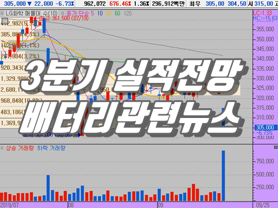  LG화학 주가 실적부진 전망소식과 함께 갭하락 후 급락세