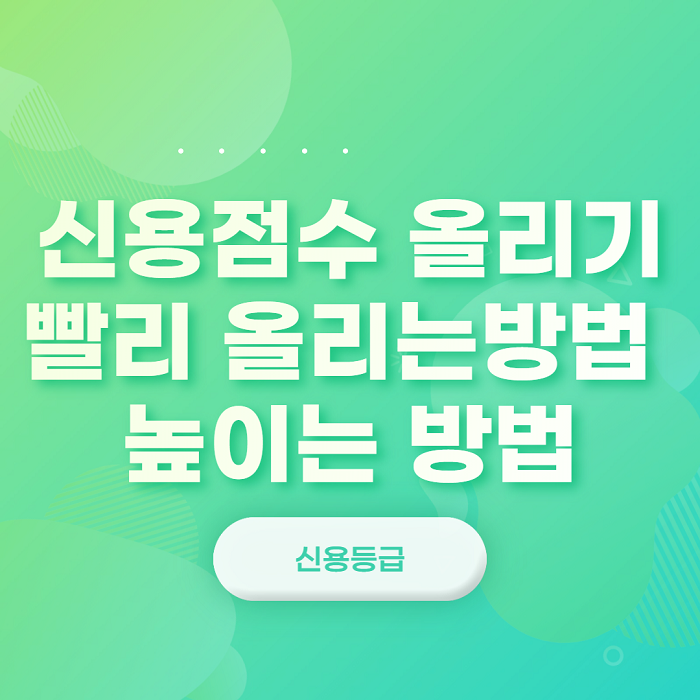  신용점수 올리기, 빨리 올리는 높이는 방법
