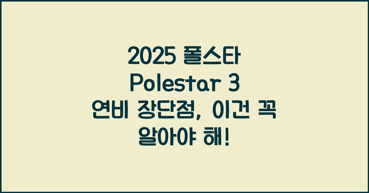 2025 폴스타 Polestar 3 연비 장단점