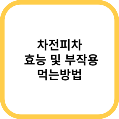  차전피차로 건강을 지키세요!! 효능 및 부작용, 섭취방법