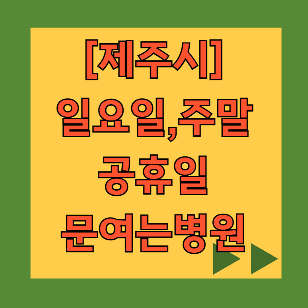 제주시 일요일 문 여는 병원, 주말 공휴일 진료 병원 목록, 24시 영업 약국
