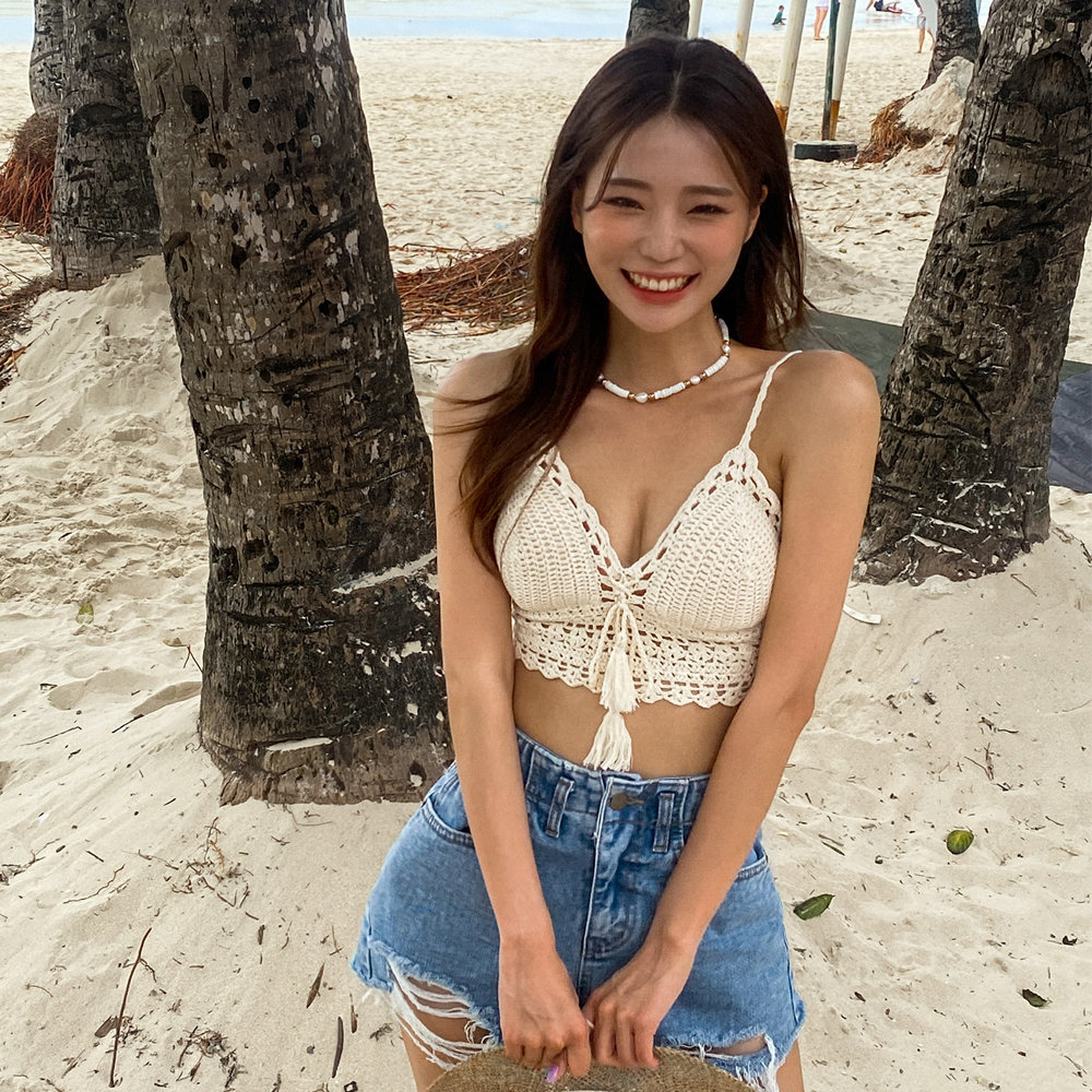 발리비키 자체제작 와플 코르셋 니트비키니