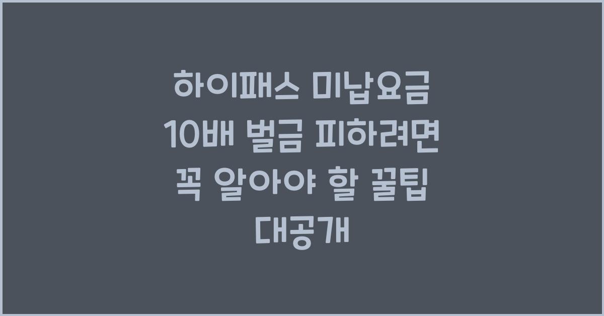 하이패스 미납요금 10배 벌금 피하려면 꼭 알아야 할 꿀팁