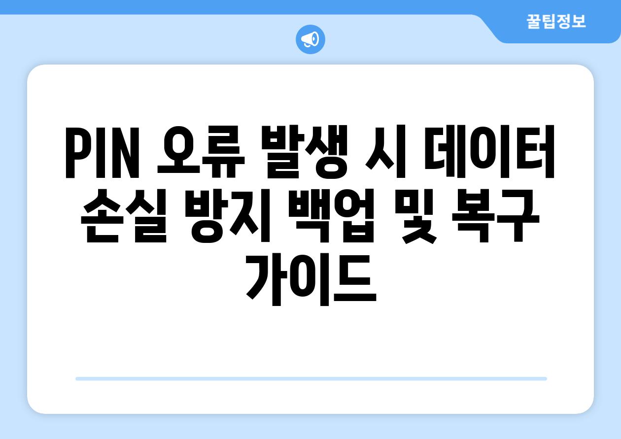 PIN 오류 발생 시 데이터 손실 방지 백업 및 복구 가이드