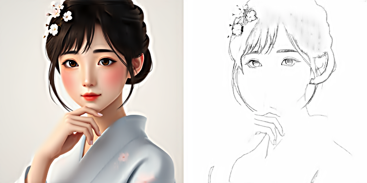 애니메이션으로 스케치 생성 결과