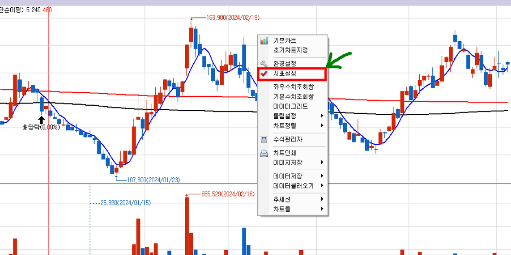 차트-우클릭해서-지표설정-클릭