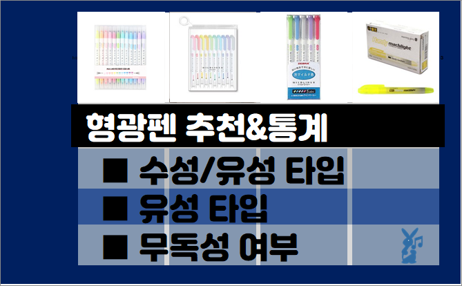  형광펜 추천 순위- 실사용자 통계, 추천 제품별 (2021년 3월)