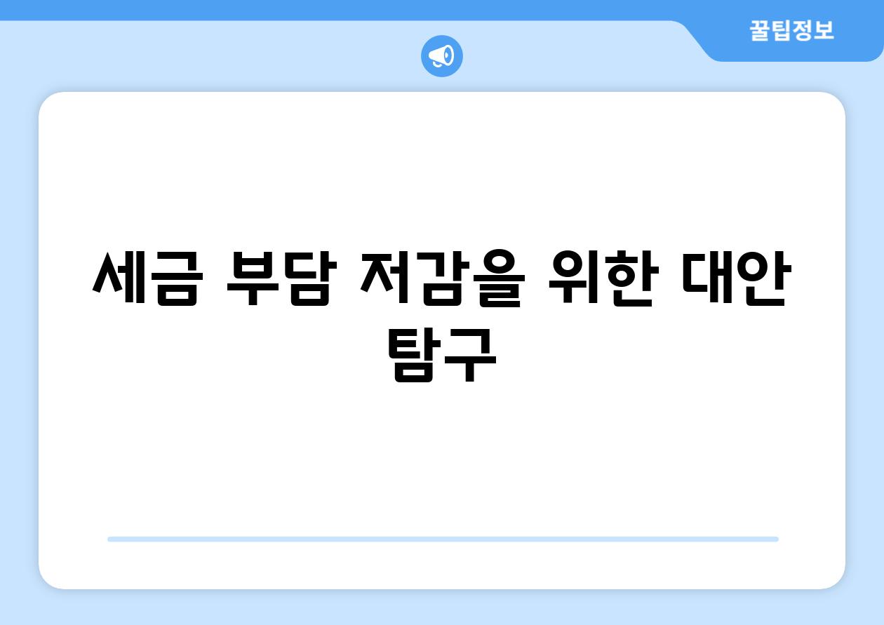 세금 부담 저감을 위한 대안 탐구