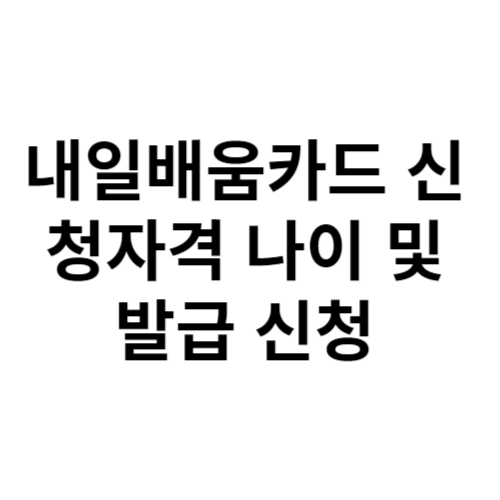 내일배움카드 신청자격 나이 및 발급 신청