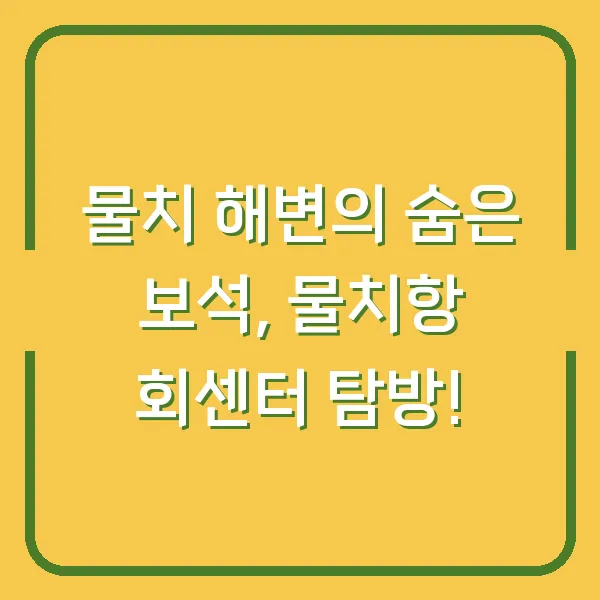 물치 해변의 숨은 보석, 물치항 회센터 탐방!