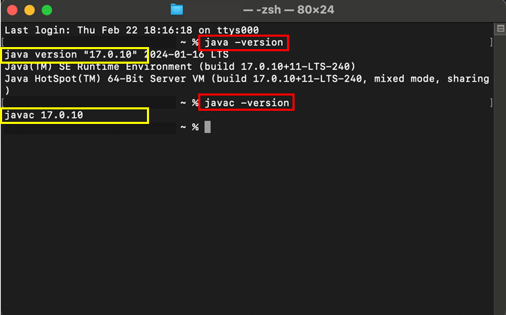 설치된 Java 버전 확인