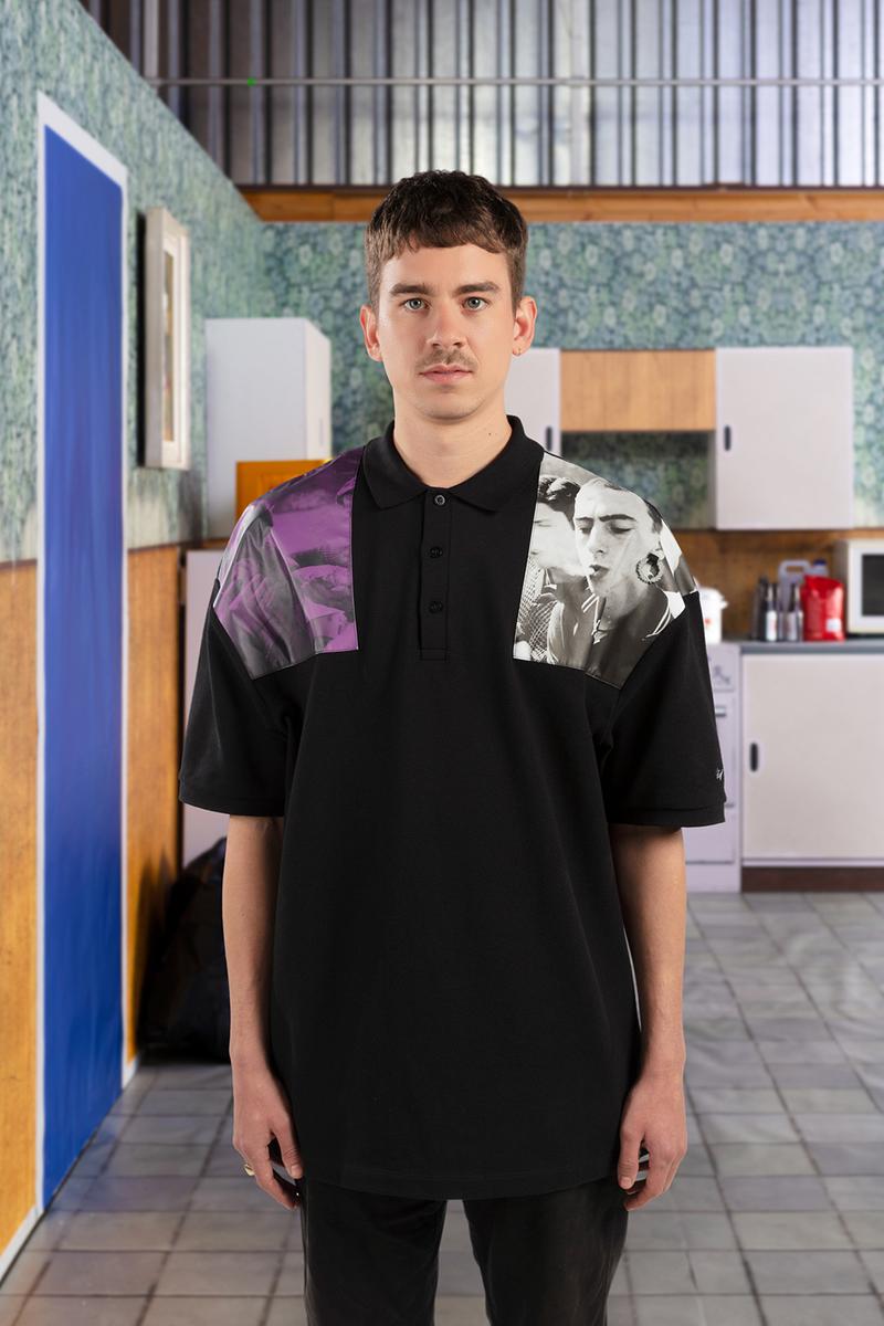 Fred Perry X Raf Simons Yoke Print Polo Shirt Black Karen Walker