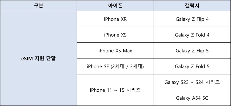 eSIM 지원 단말