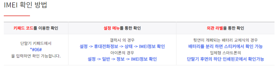 도난폰 조회 및 분실폰 조회 방법 (IMEI)