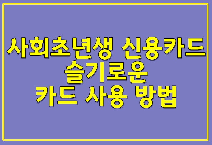  사회초년생 신용카드 슬기로운 카드 사용 방법!