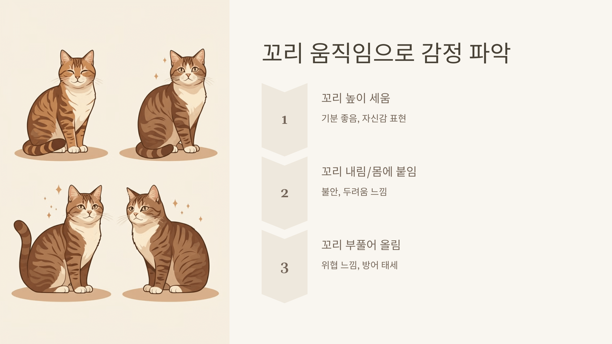 꼬리의 움직임으로 감정을 파악해요!