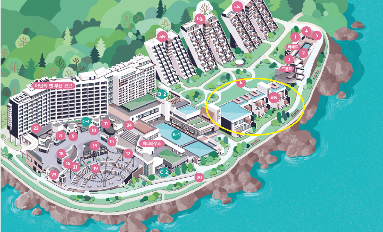 아난티 앳 부산 코브 씨사이드 프레지덴셜 스위트 위치 (출처: 아난티 홈피)