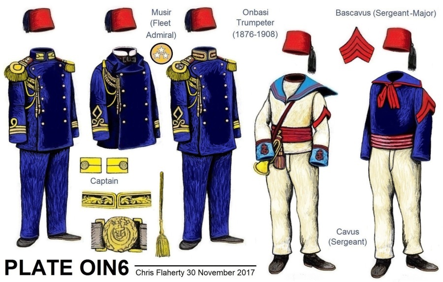 오스만 제국 해군 장교복과 일반 수병복