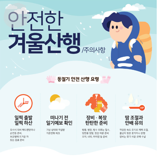 안전한 겨울산 등반을 위한 주의사항