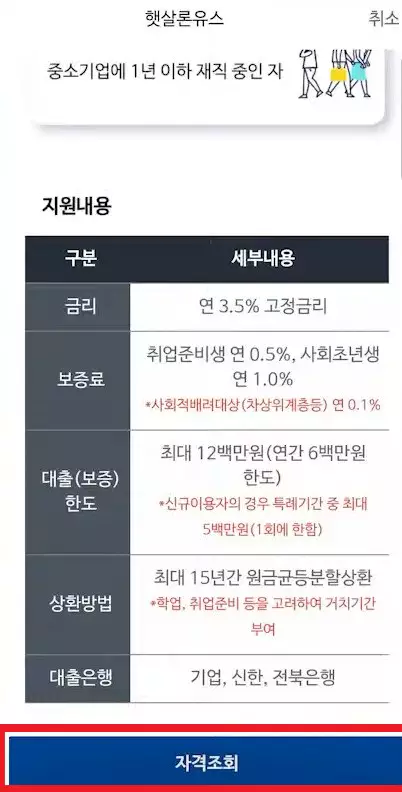 2_햇살론유스 자격조회