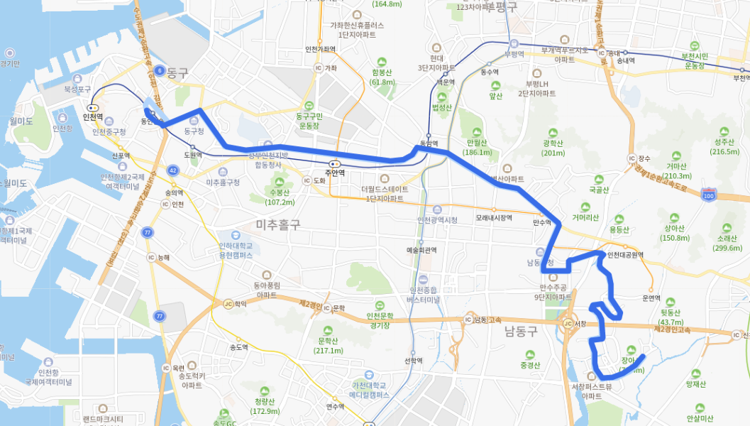  [간선]인천 62번 버스 노선 , 시간표 정보 : 서창동, 남동구청, 간석역, 주안역, 제물포역,동인천역