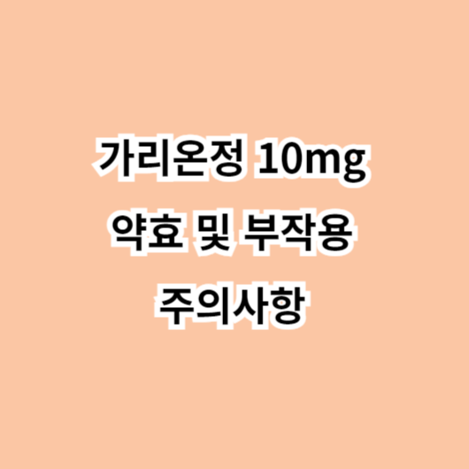 가리온정 10mg 약효 및 부작용