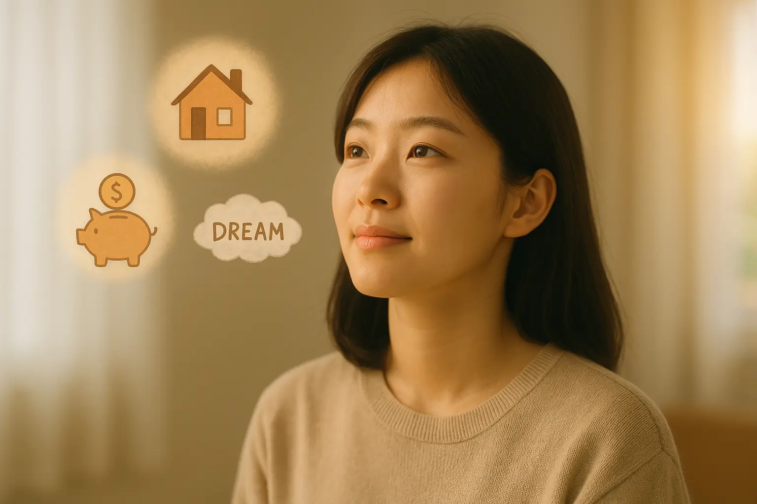 Korean youth envisioning future goals with 청년도약계좌 (청년의 미래 설계 이미지)