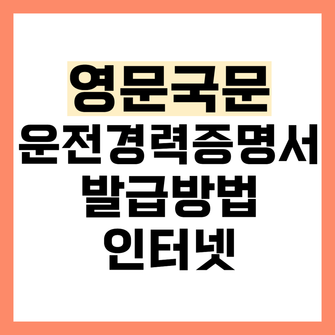 운전경력증명서 인터넷 발급 방법 영문