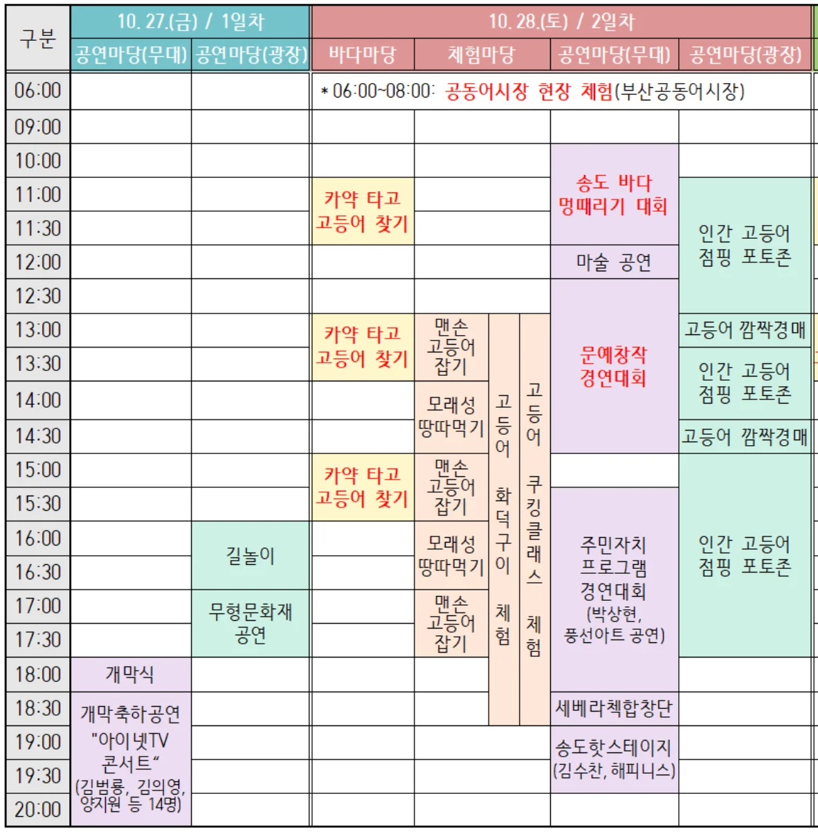 부산 고등어 축제 가수 및 기본일정 총정리