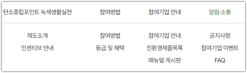 탄소중립실천포인트 누리집 홈페이지