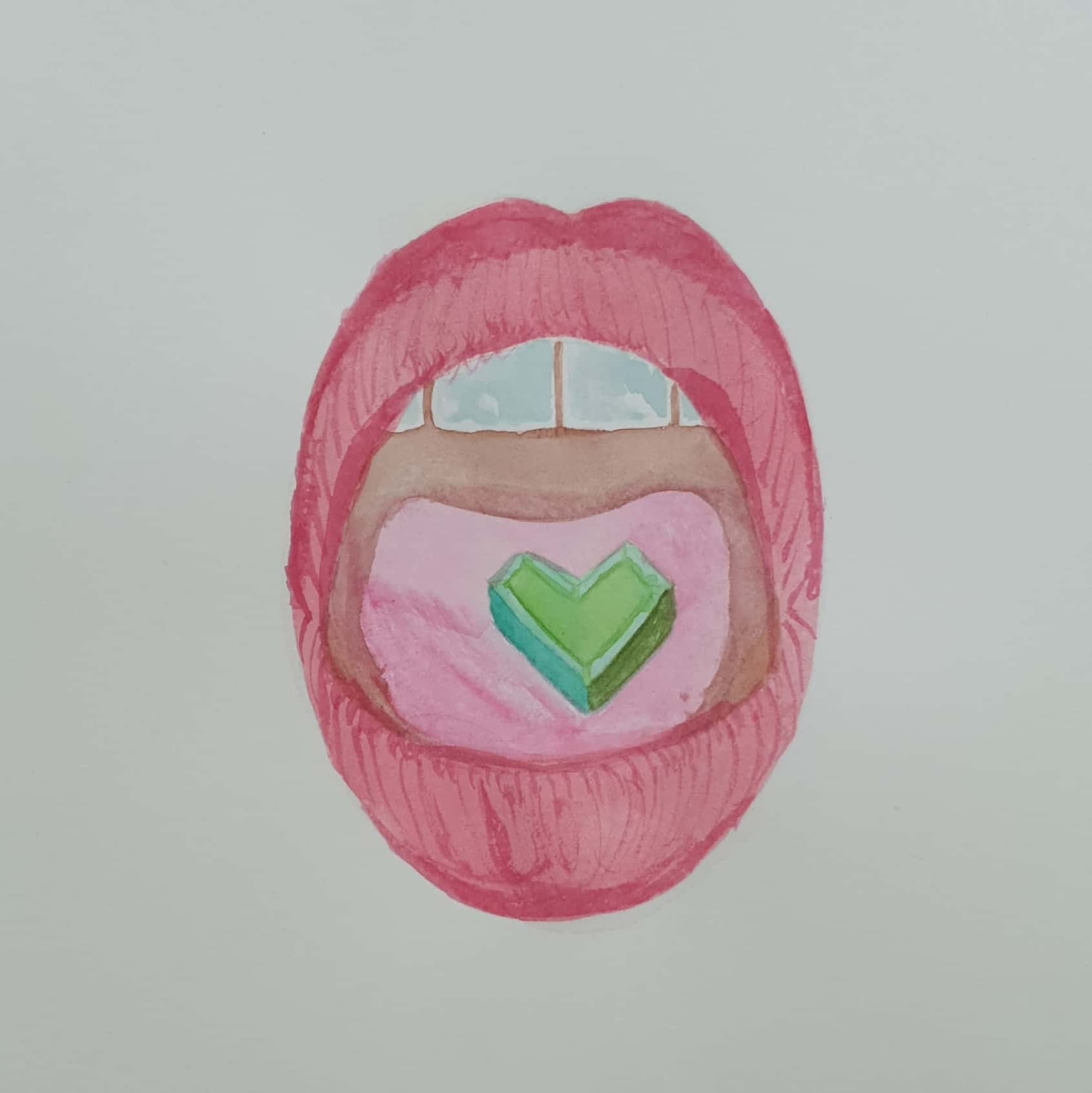  Green Love 초록색 사랑 / 일러스트 그림 드로잉 / 입 그리기
