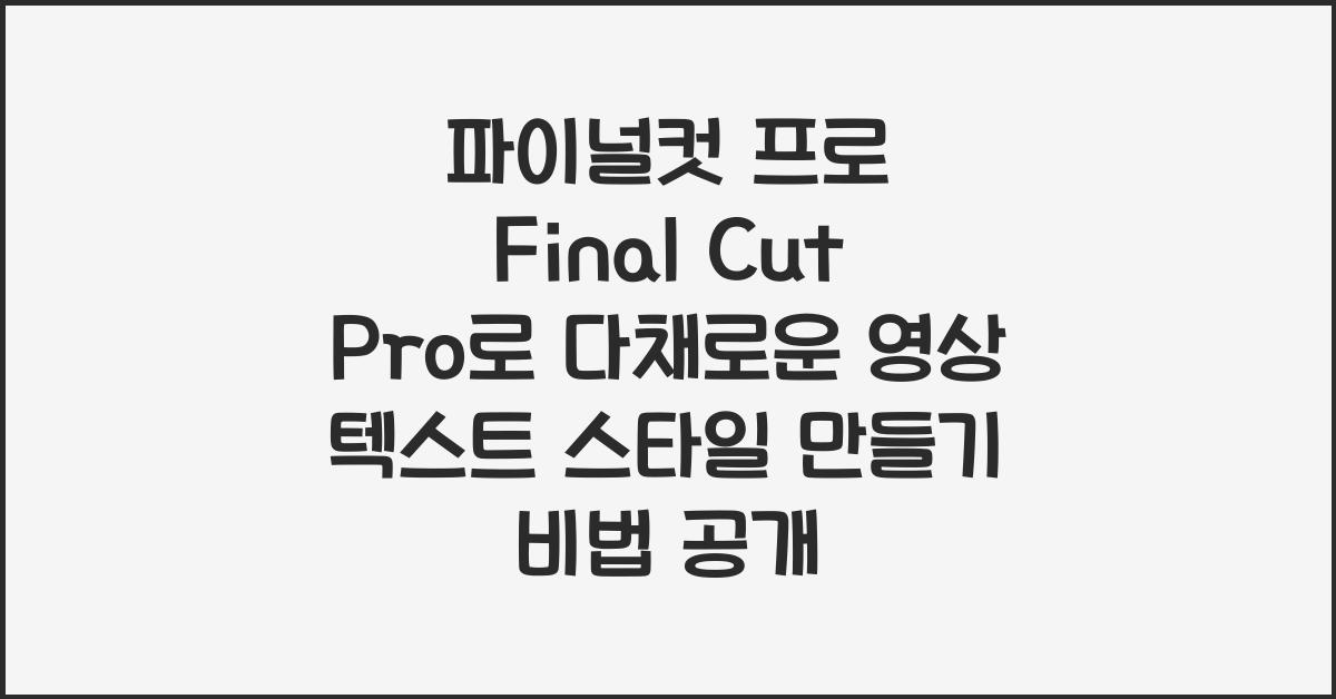 파이널컷 프로 Final Cut Pro로 다채로운 영상 텍스트 스타일 만들기