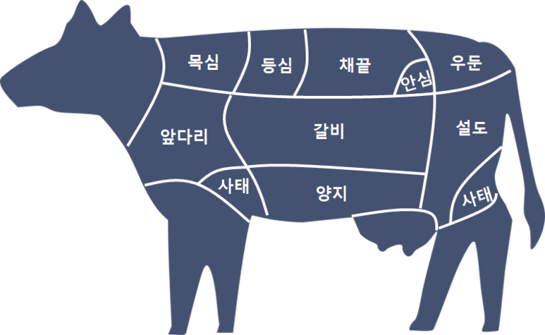  소고기 알아보기 (부위별, 목심, 등심, 채끝, 안심, 우둔, 앞다리, 사태, 갈비, 양지, 설도, 사태, 우족) 1편