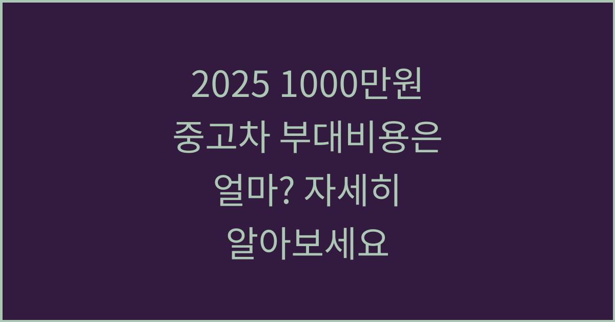 2025 1000만원 중고차 부대비용
