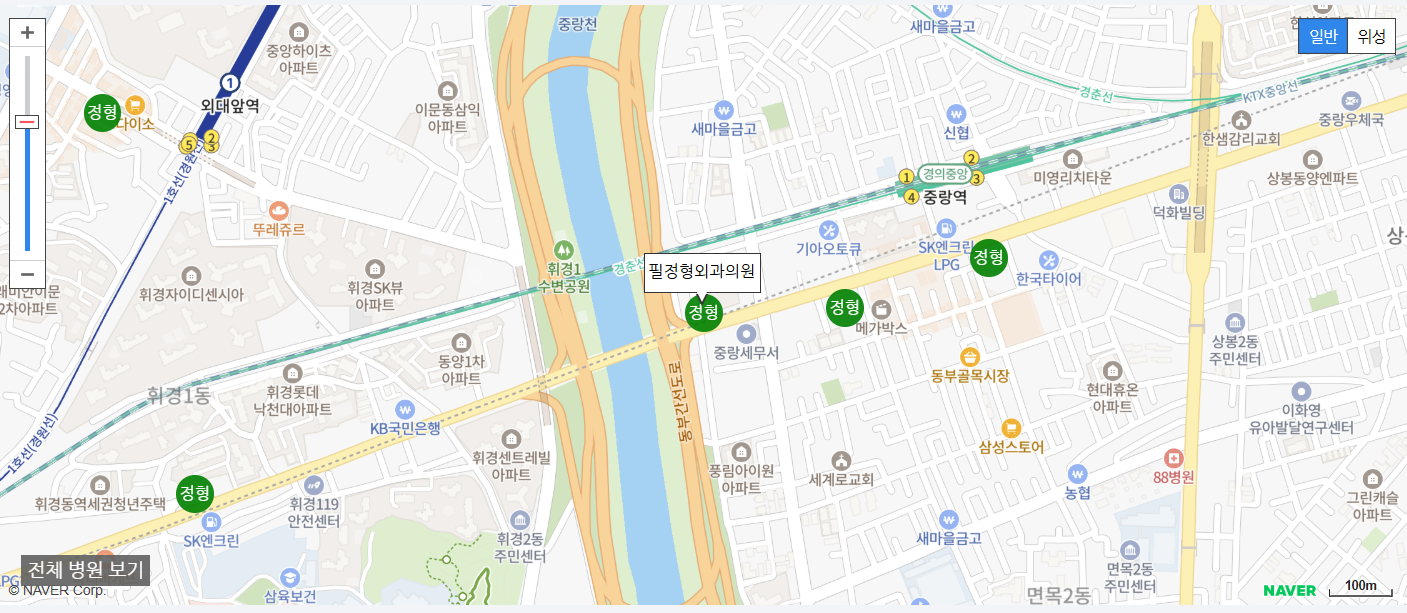 서울 중랑구에서 일요일 진료를 볼 수 있는 정형외과 병원 필정형외과의원