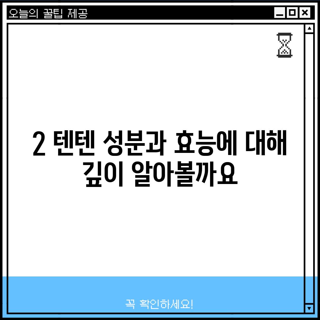 2. 텐텐 성분과 효능에 대해 깊이 알아볼까요?