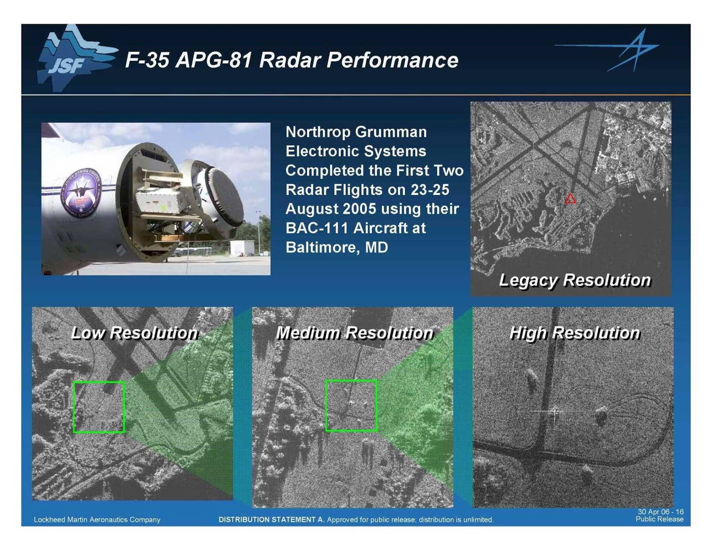 F-35의 현재 레이다인 AN/APG-81의 성능을 설명하고 있는 장표 - 1