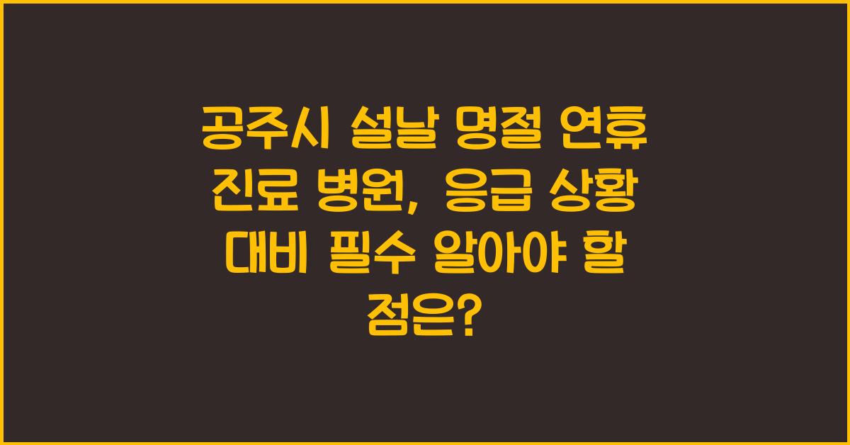 공주시 설날 명절 연휴 진료 병원, 응급 상황 대비 필수!