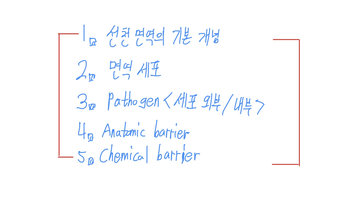  선천 면역(innate immunity)에 대한 개념과 관련된 면역 세포들, Anatomic barrier와 Chemical barrier