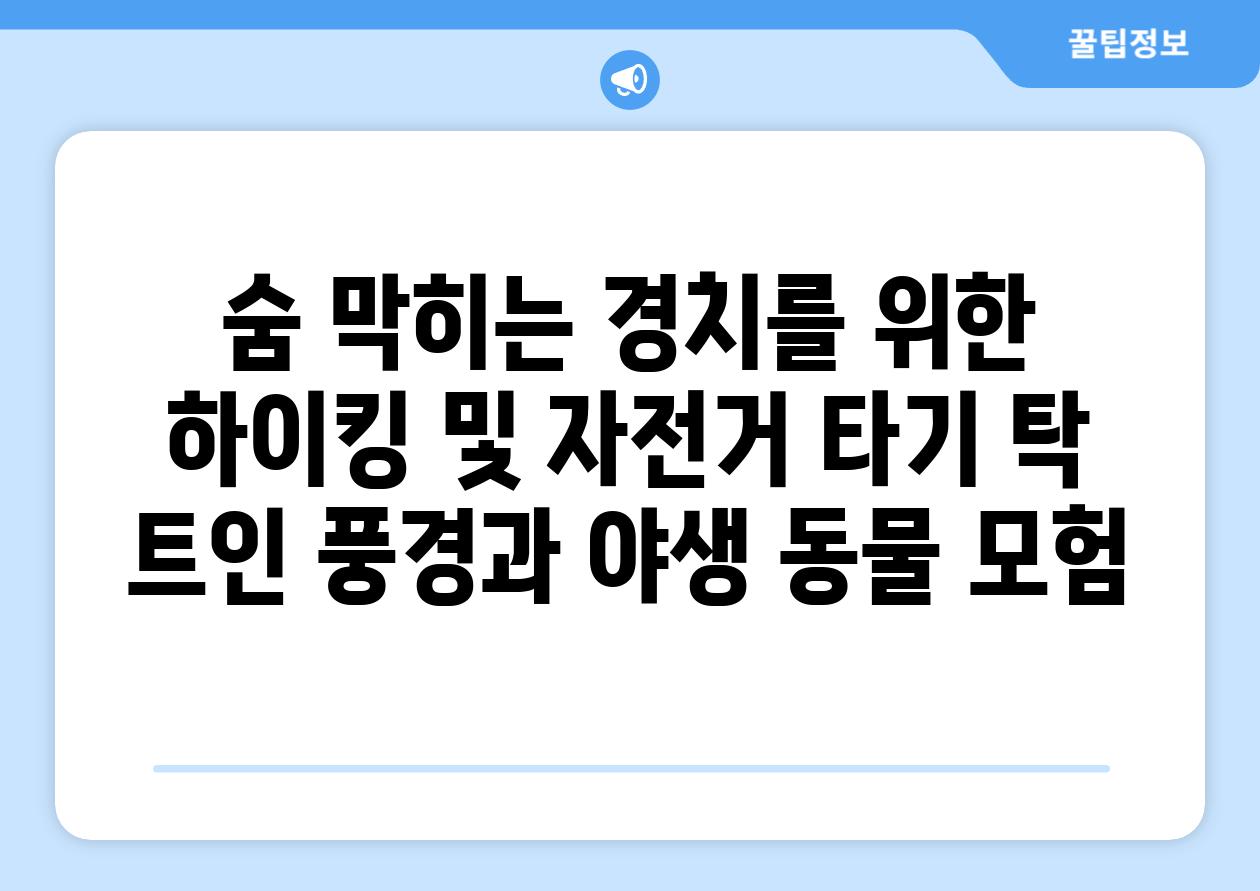 숨 막히는 경치를 위한 하이킹 및 자전거 타기 탁 트인 풍경과 야생 동물 모험