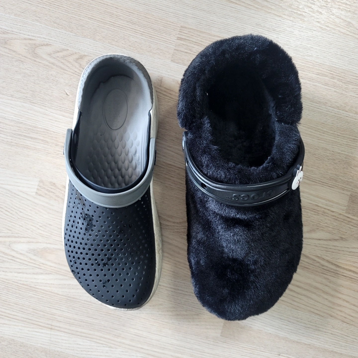 크록스 여름 신발과 겨울 털신발 비교